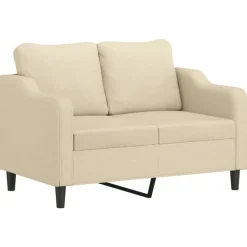 Banken*vidaXL 2-delige Loungeset met kussens stof crèmekleurig Cr&egrave;me