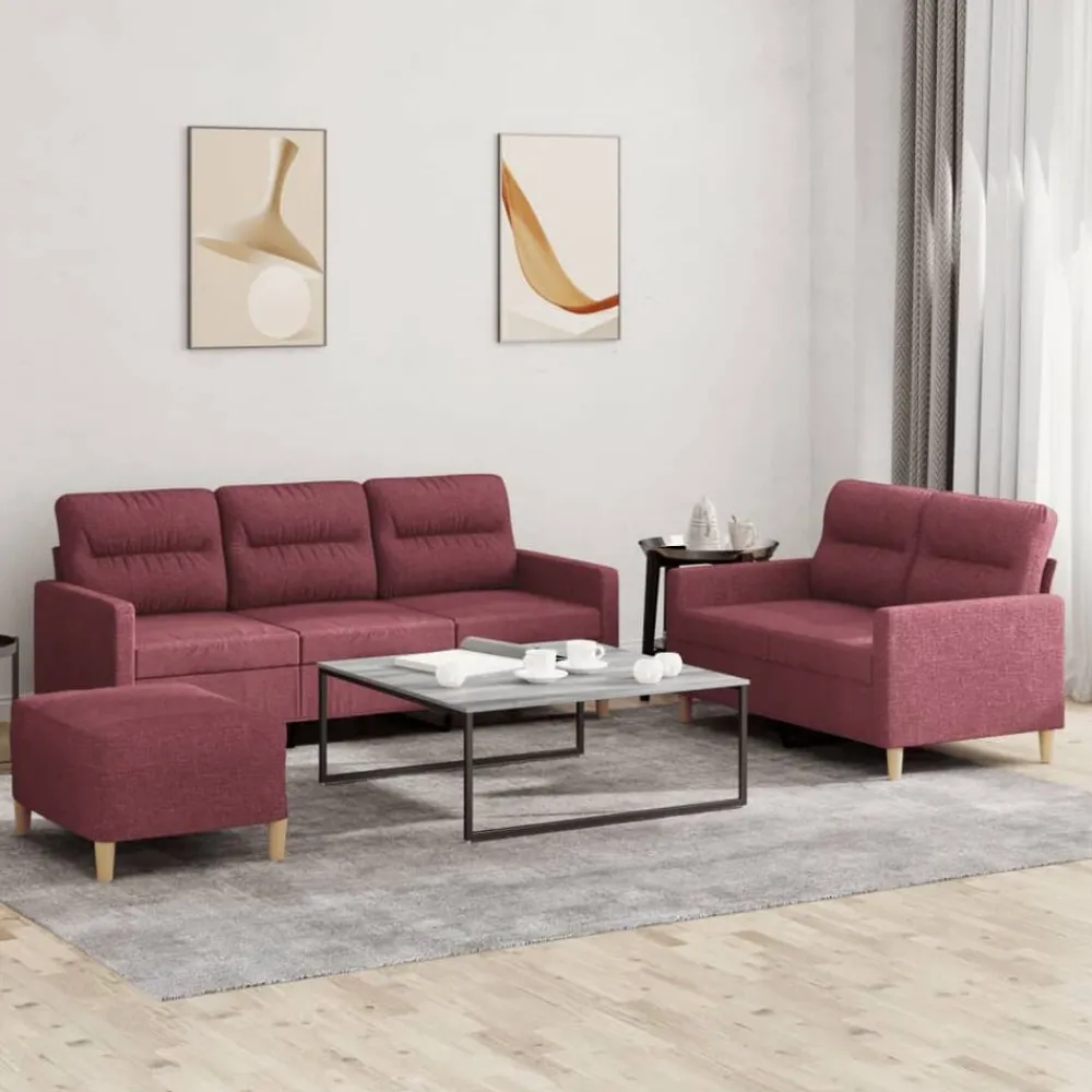 3-delige Loungeset met kussens stof>vidaXL Best
