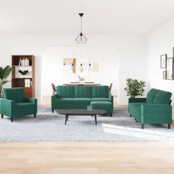 Banken*vidaXL 4-delige Loungeset met kussens fluweel Donkergroen