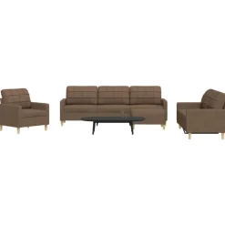 Banken*vidaXL 4-delige Loungeset met voetenbank stof Bruin