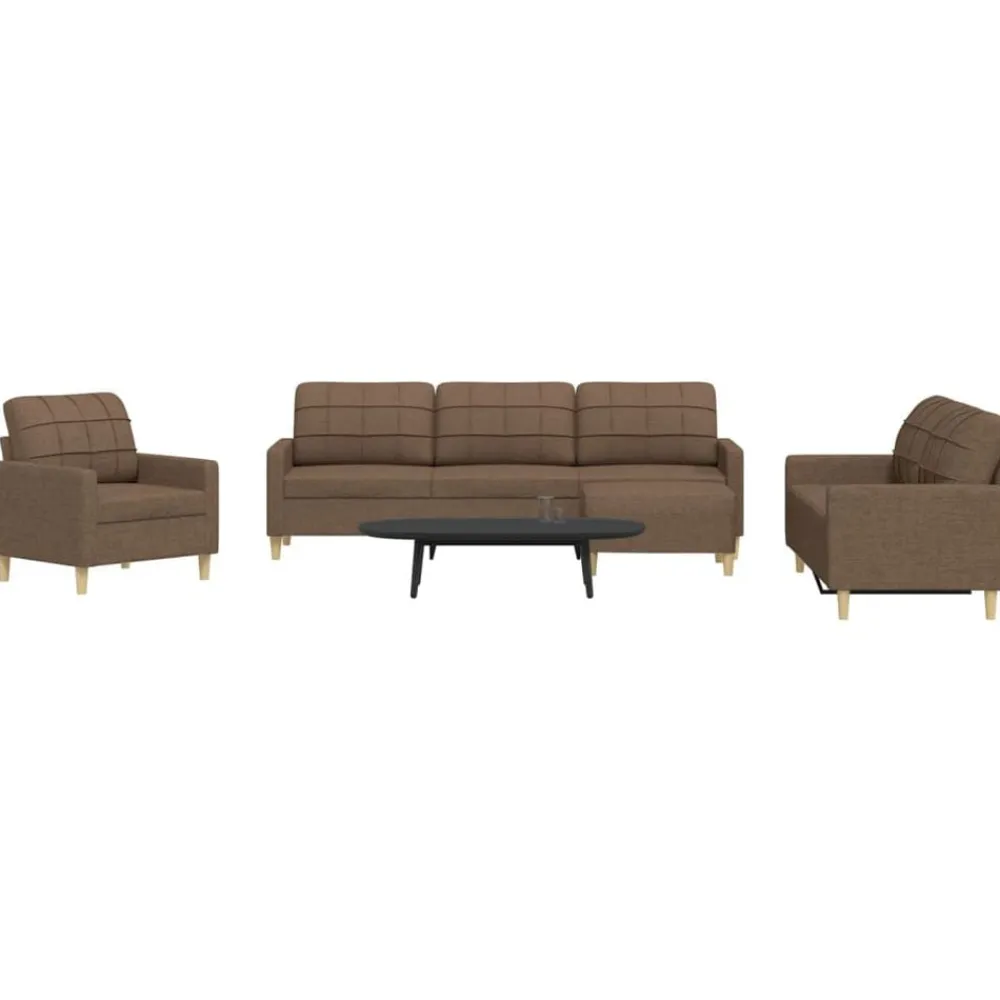 Banken*vidaXL 4-delige Loungeset met voetenbank stof Bruin