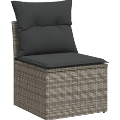 Tuinmeubelen*vidaXL 4-delige Loungeset met kussens poly rattan Grijs