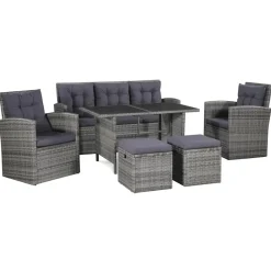 6-delige Loungeset met kussens poly rattan>vidaXL Discount