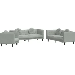 3-delige Loungeset met kussens fluweel roze>vidaXL Best
