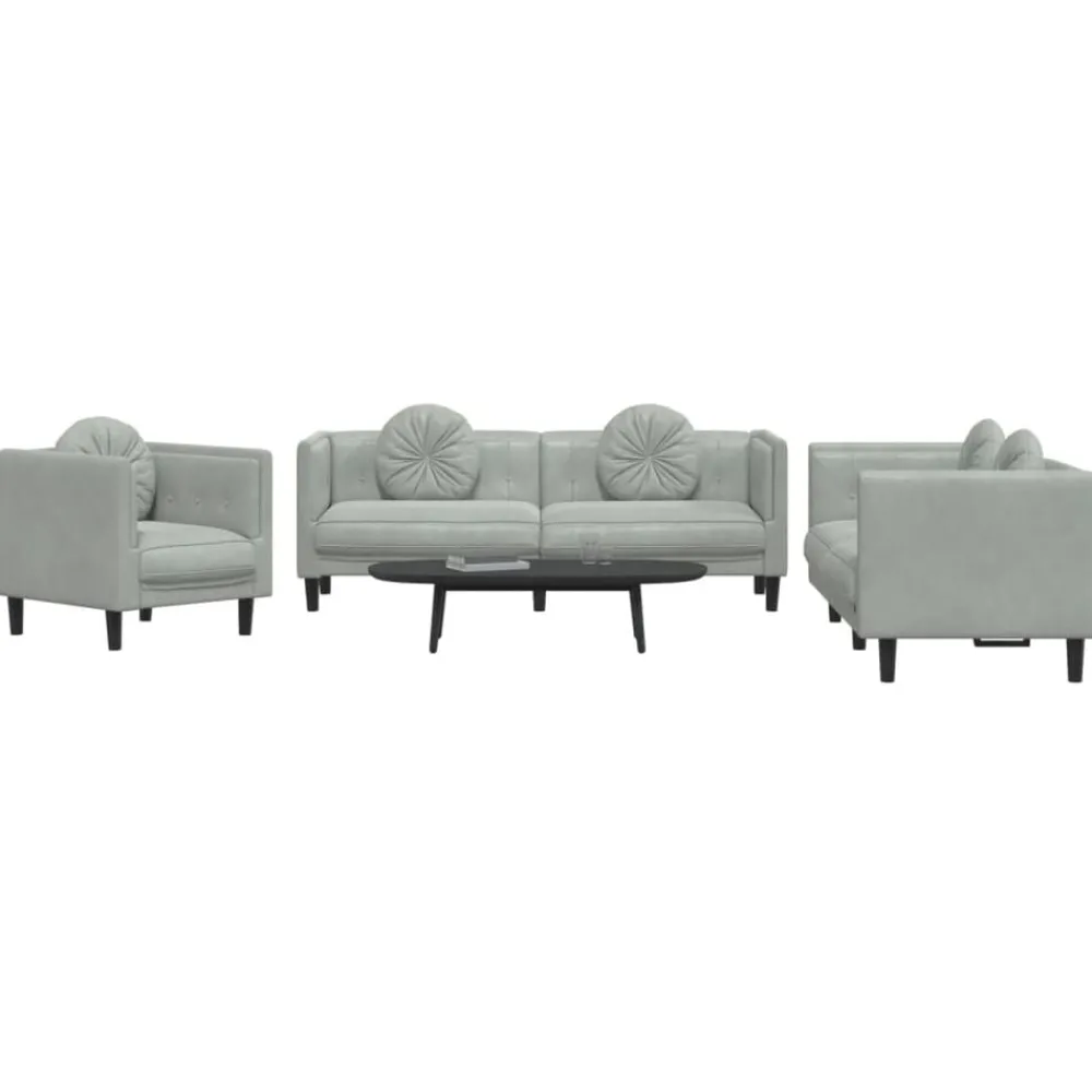 3-delige Loungeset met kussens fluweel roze>vidaXL Best