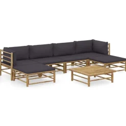 7-delige Loungeset met donkergrijze kussens bamboe>vidaXL Discount