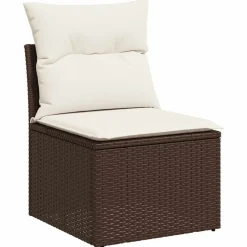 Tuinmeubelen*vidaXL 6-delige Loungeset met kussens poly rattan bruin Bruin en cr&egrave;me