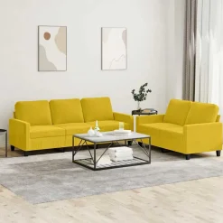 Banken*vidaXL 2-delige Loungeset met kussens fluweel Geel