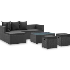 4-delige Loungeset met kussens poly rattan>vidaXL Best
