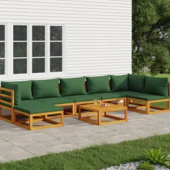 8-delige Loungeset met groene kussens massief hout>vidaXL Outlet