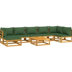 8-delige Loungeset met groene kussens massief hout><noscript><img width=