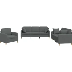 3-delige Loungeset met kussens stof>vidaXL