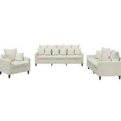 3-delige Loungeset met kussens fluweel crèmekleurig>vidaXL Hot
