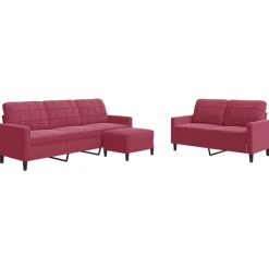 3-delige Loungeset met kussens fluweel>vidaXL Clearance