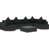 Tuinmeubelen*vidaXL 8-delige Loungeset met kussens poly rattan zwart