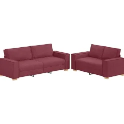 Banken*vidaXL 2-delige Loungeset met kussens stof Wijnrood