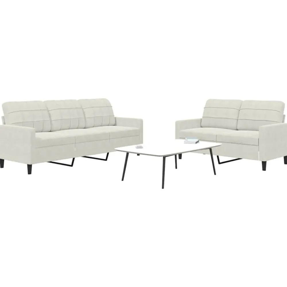 2-delige Loungeset met kussens fluweel crèmekleurig>vidaXL Online