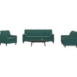 3-delige Loungeset met kussens en bolsters fluweel>vidaXL