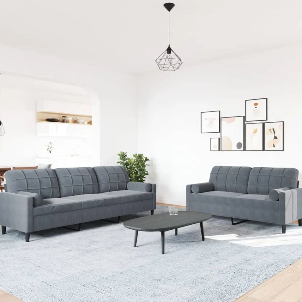 2-delige Loungeset met kussens en bolsters fluweel>vidaXL Hot