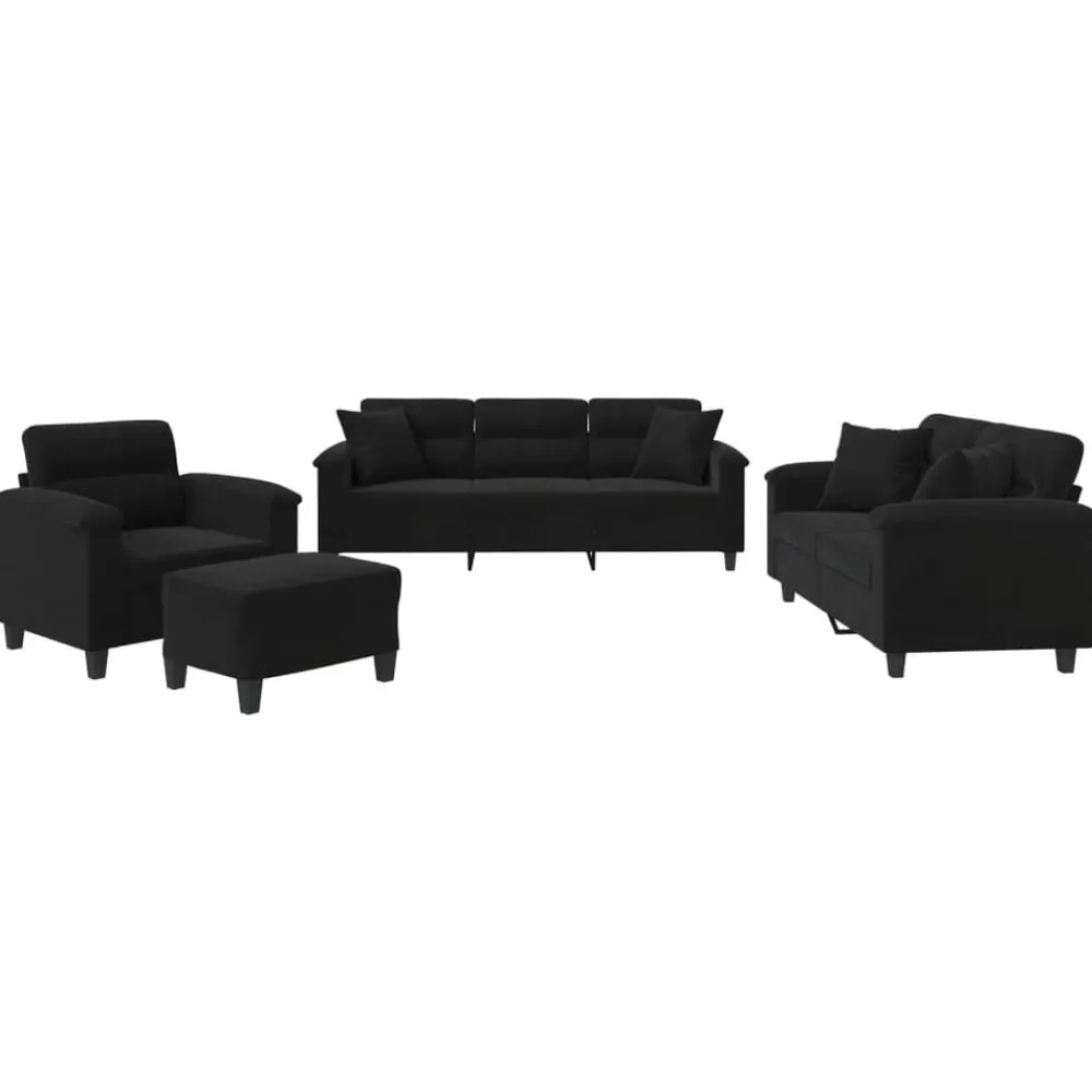 4-delige Loungeset met kussens microvezelstof>vidaXL
