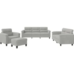 4-delige Loungeset met kussens microvezelstof>vidaXL