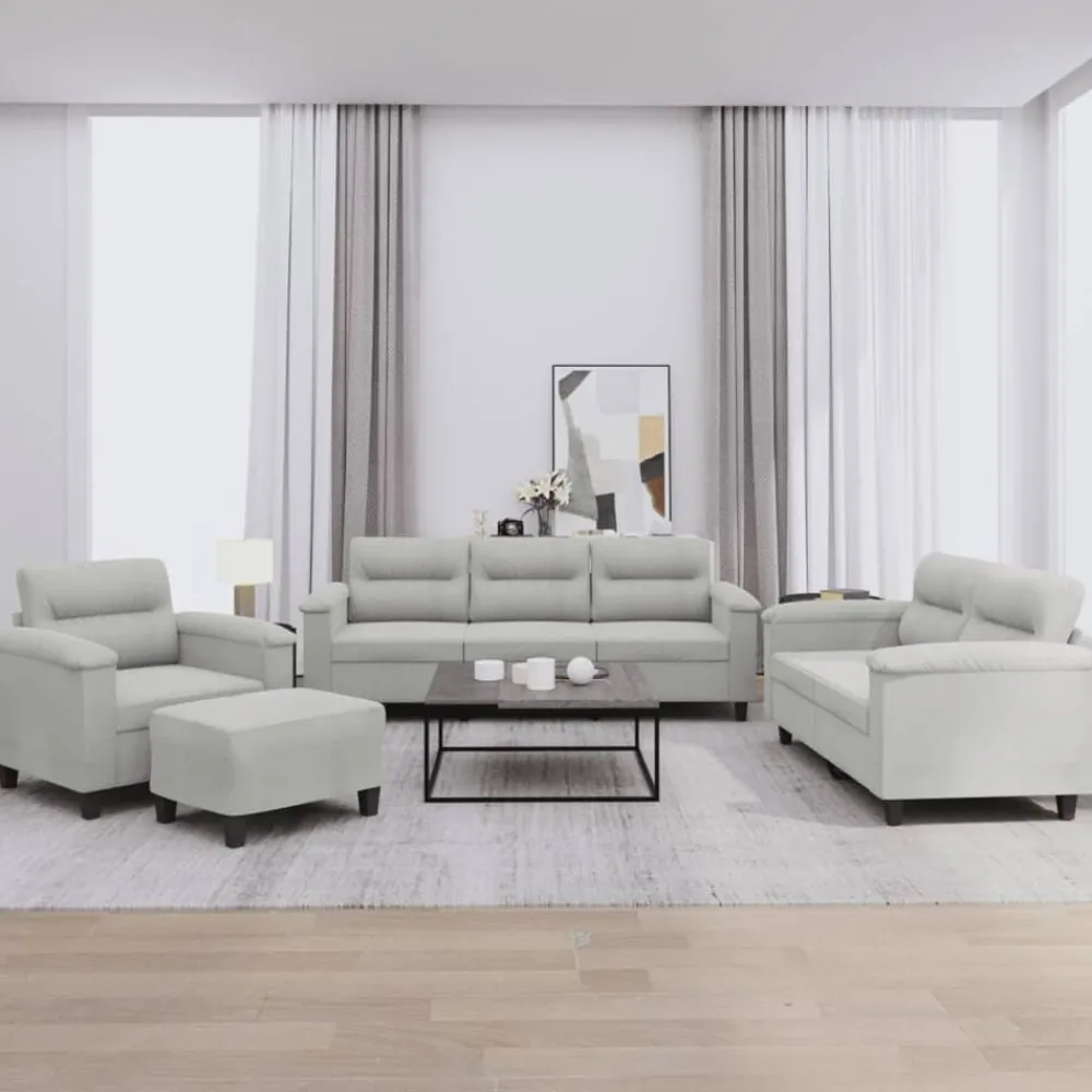 4-delige Loungeset met kussens microvezelstof>vidaXL