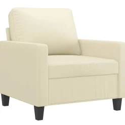 Banken*vidaXL 4-delige Loungeset met kussens kunstleer crème Cr&egrave;me