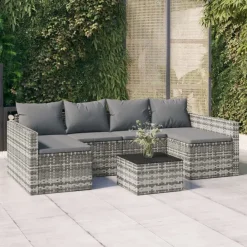 2-delige Loungeset met kussens poly rattan>vidaXL Clearance