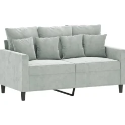 Banken*vidaXL 2-delige Loungeset met kussens fluweel Lichtgrijs