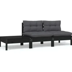 3-delige Loungeset met kussens massief grenenhout>vidaXL Clearance