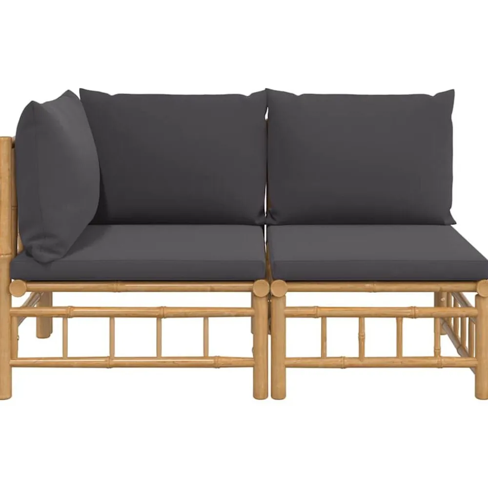 2-delige Loungeset met kussens bamboe>vidaXL Online