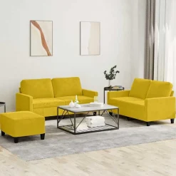 Banken*vidaXL 3-delige Loungeset met kussens fluweel geel