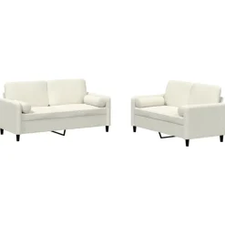 Banken*vidaXL 2-delige Loungeset met kussens fluweel crèmekleurig