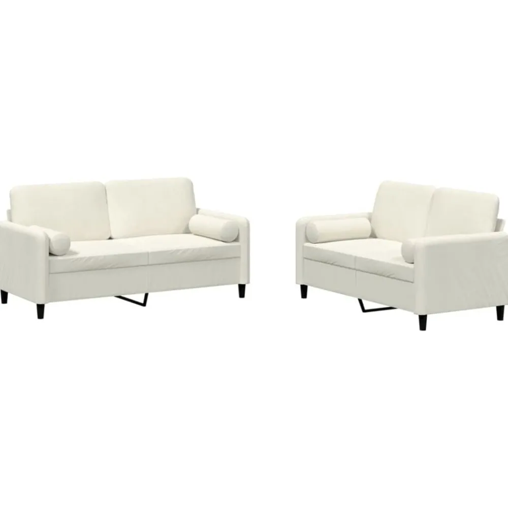 Banken*vidaXL 2-delige Loungeset met kussens fluweel crèmekleurig