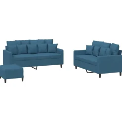 Banken*vidaXL 3-delige Loungeset met kussens fluweel Blauw