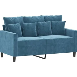 Banken*vidaXL 3-delige Loungeset met kussens fluweel Blauw