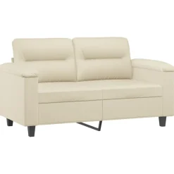 Banken*vidaXL 3-delige Loungeset met kussens kunstleer crèmekleurig Cr&egrave;me