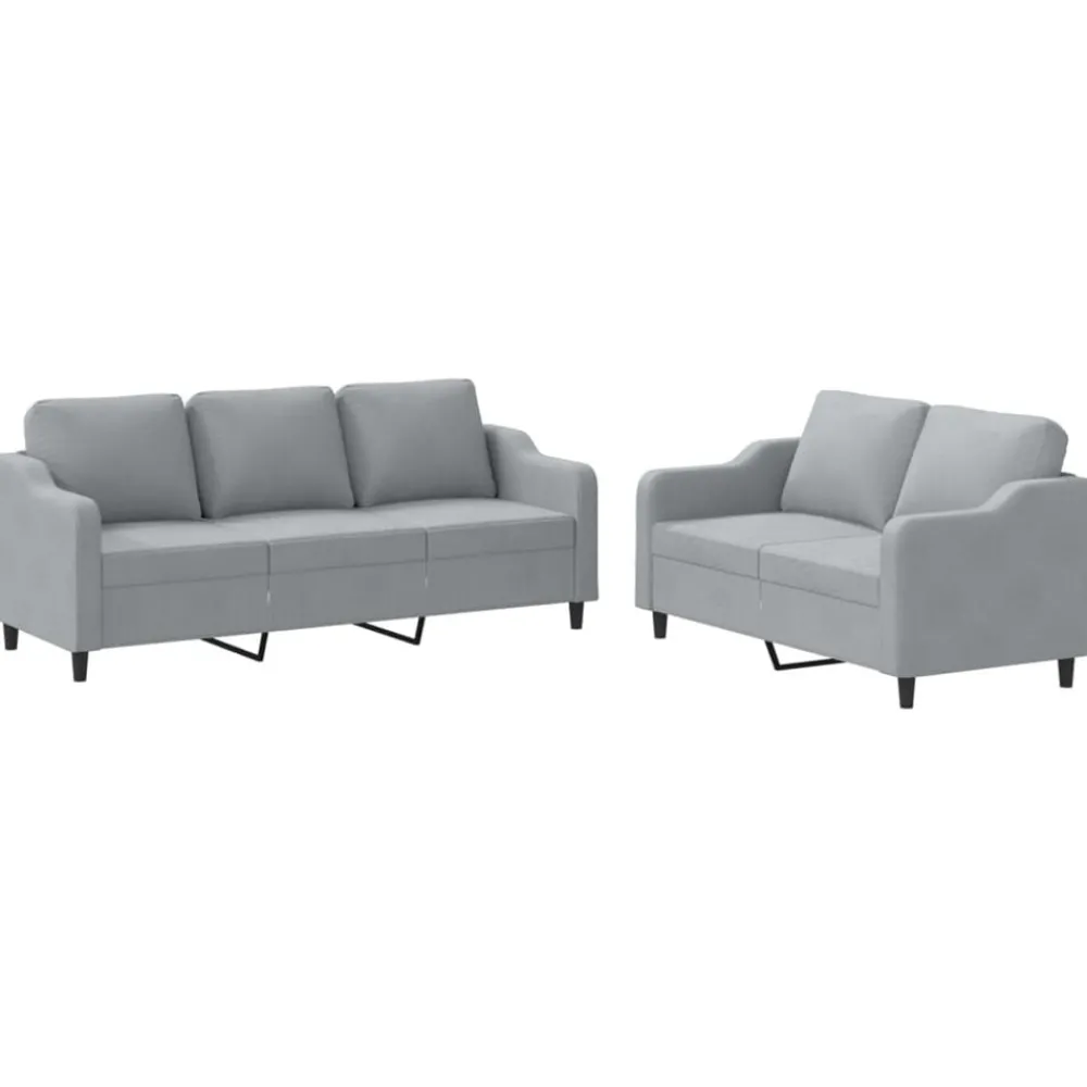 Banken*vidaXL 2-delige Loungeset met kussens stof Lichtgrijs