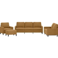 Banken*vidaXL 4-delige Loungeset met kussens fluweel Bruin