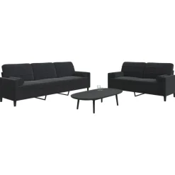 Banken*vidaXL 2-delige Loungeset met kussens en bolsters fluweel Zwart