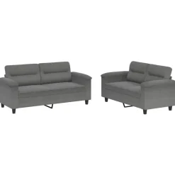 Banken*vidaXL 2-delige Loungeset met kussens microvezelstof Donkergrijs