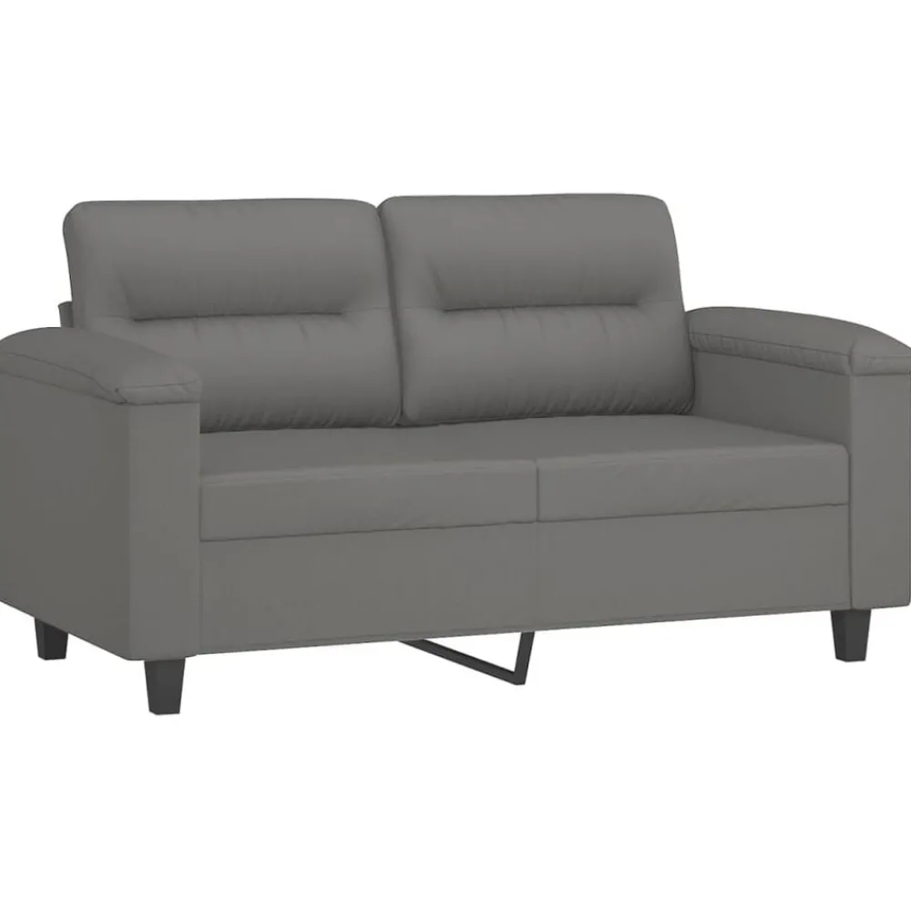Banken*vidaXL 2-delige Loungeset met kussens microvezelstof Donkergrijs