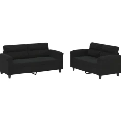 Banken*vidaXL 2-delige Loungeset met kussens microvezelstof Zwart
