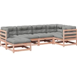 Tuinmeubelen*vidaXL 6-delige Loungeset met kussens massief douglas vurenhout Natuurlijk douglashout