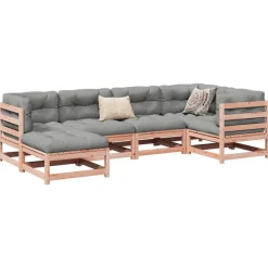 Tuinmeubelen*vidaXL 6-delige Loungeset met kussens massief douglas vurenhout Natuurlijk douglashout