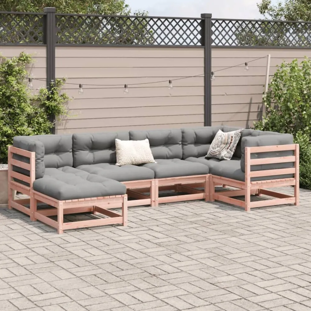 Tuinmeubelen*vidaXL 6-delige Loungeset met kussens massief douglas vurenhout Natuurlijk douglashout