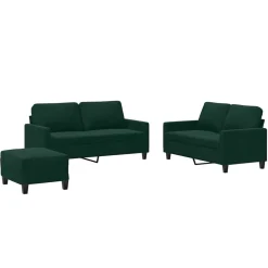 3-delige Loungeset met kussens fluweel>vidaXL Clearance