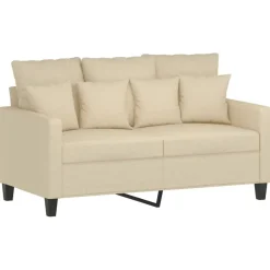 Banken*vidaXL 3-delige Loungeset met kussens stof crèmekleurig Cr&egrave;me