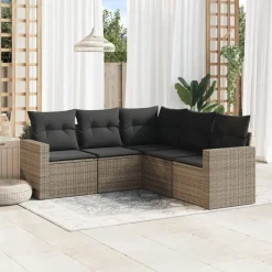 5-delige Loungeset met kussens poly rattan>vidaXL Online