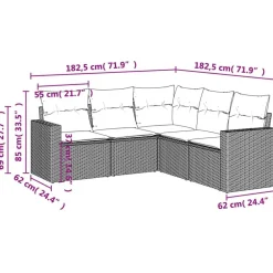 5-delige Loungeset met kussens poly rattan><noscript><img width=